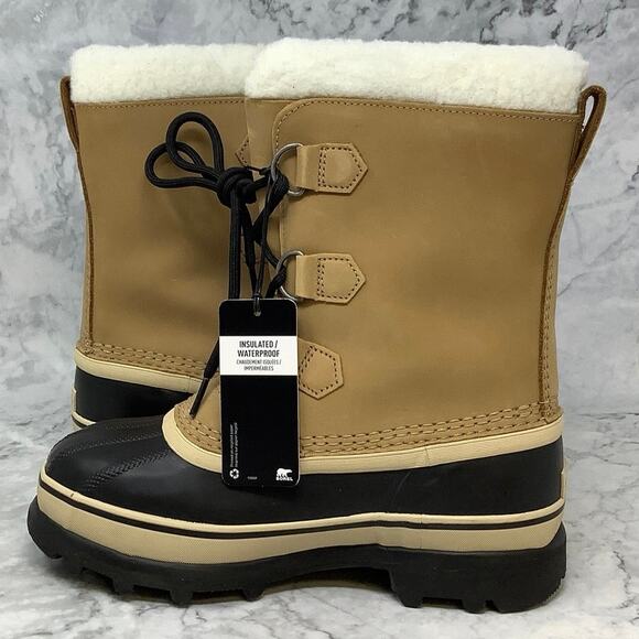 Sorel Youth Sz 5 Tan Caribou Waterproof Leather Winter Snow Boots Lace Up P18-11 - Picture 4 of 12